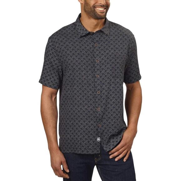 Nat Nast | XXL | Silk Blend Traditional Fit Pattern Short Sleeve Button-Up Shirt - Picture 2 of 11